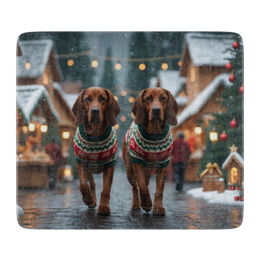 Treeing Walker Coonhound Hunde Weihnachten Schnee Schneidebrett (Vorderseite)