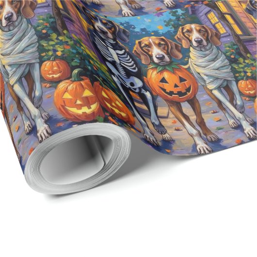 Treeing Walker Coonhound In Halloween Costumes Geschenkpapier (Rolleneckpunkt)