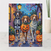 Treeing Walker Coonhound In Halloween Costumes Karte (Vorderseite)