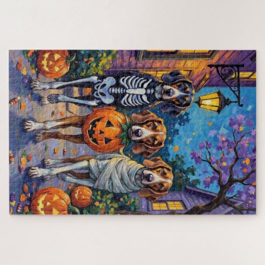 Treeing Walker Coonhound In Halloween Costumes Puzzle (Horizontal)