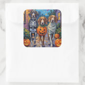 Treeing Walker Coonhound In Halloween Costumes Quadratischer Aufkleber (Tasche)