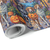 Treeing Walker Coonhound in Halloween-Kostümen Geschenkpapier (Rolleneckpunkt)