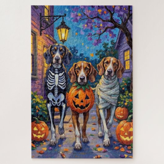 Treeing Walker Coonhound in Halloween-Kostümen Puzzle (Vertikal)