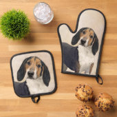 Treeing Walker Coonhound Malerei Original Hunde Ku Ofenhandschuh & Topflappen-Set (Oben Unten)