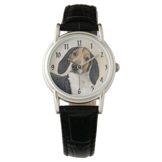 Treeing Walker Coonhound Malerei - Originelle Kuns Armbanduhr (Vorderseite)