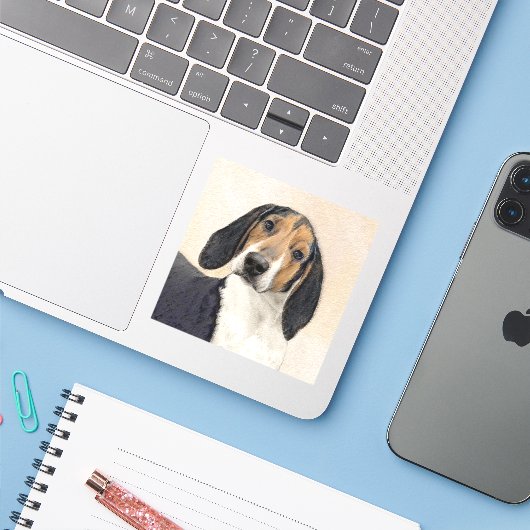 Treeing Walker Coonhound Malerei - Originelle Kuns Aufkleber (Laptop mit iPhone)