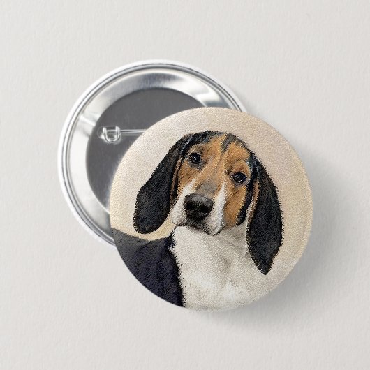 Treeing Walker Coonhound Malerei - Originelle Kuns Button (Vorne & Hinten)