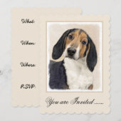 Treeing Walker Coonhound Malerei - Originelle Kuns Einladung (Vorne/Hinten)