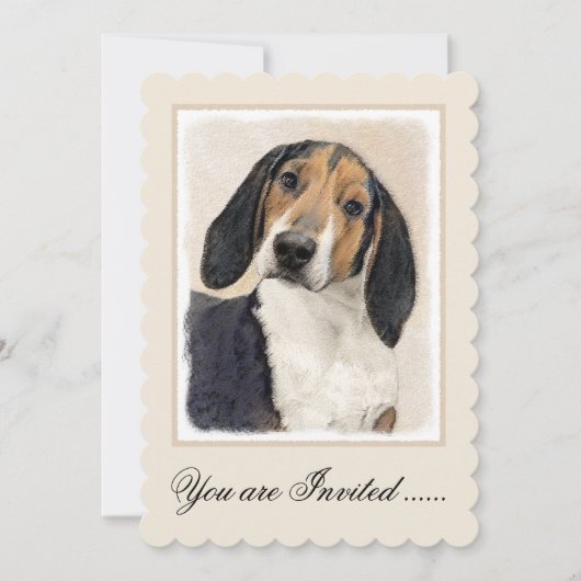 Treeing Walker Coonhound Malerei - Originelle Kuns Einladung (Vorderseite)