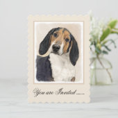 Treeing Walker Coonhound Malerei - Originelle Kuns Einladung (Stehend Vorderseite)