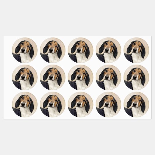 Treeing Walker Coonhound Malerei - Originelle Kuns Etiketten (Blatt)