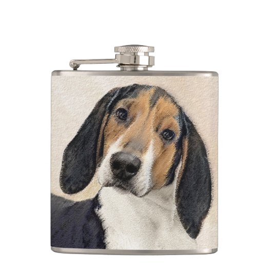 Treeing Walker Coonhound Malerei - Originelle Kuns Flachmann (Vorderseite)