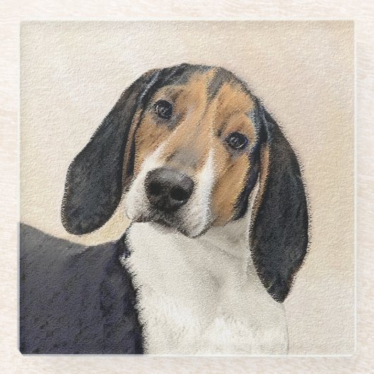 Treeing Walker Coonhound Malerei - Originelle Kuns Glasuntersetzer (Vorderseite)