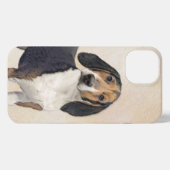 Treeing Walker Coonhound Malerei - Originelle Kuns iPhone Hülle (Rückseite (Horizontal))