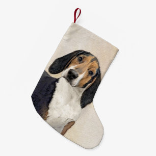Treeing Walker Coonhound Malerei - Originelle Kuns Kleiner Weihnachtsstrumpf