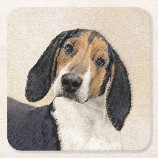 Treeing Walker Coonhound Malerei - Originelle Kuns Rechteckiger Pappuntersetzer (Vorderseite)
