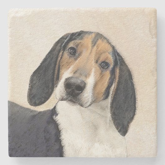 Treeing Walker Coonhound Malerei - Originelle Kuns Steinuntersetzer (Vorderseite)