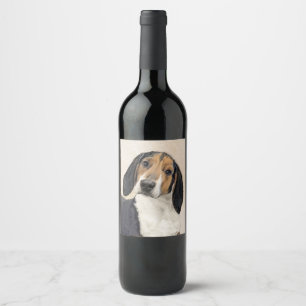 Treeing Walker Coonhound Malerei - Originelle Kuns Weinetikett
