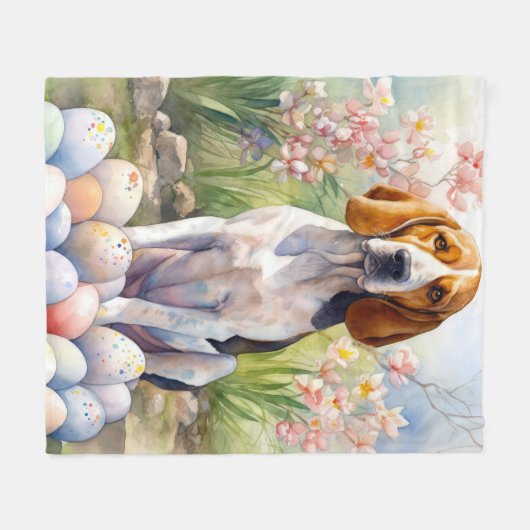 Treeing Walker Coonhound mit Ostereiern Urlaub Fleecedecke (Vorderseite (Horizontal))