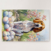 Treeing Walker Coonhound mit Ostereiern Urlaub Puzzle (Horizontal)