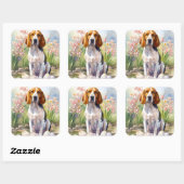 Treeing Walker Coonhound mit Ostereiern Urlaub Quadratischer Aufkleber (Blatt)