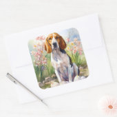 Treeing Walker Coonhound mit Ostereiern Urlaub Quadratischer Aufkleber (Umschlag)