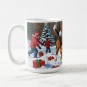 Treeing Walker Coonhound Schnee mit Weihnachtsmütz Kaffeetasse (Links)