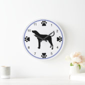 Treeing Walker Coonhound-Silhouette mit Pawprints Große Wanduhr (Zuhause)