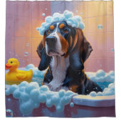 Treeing Walker Coonhound Sloppy Sleepy Niedlich Fu Duschvorhang (Vorderseite)