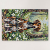Treeing Walker Coonhound Wald-Trillium-Kunst Puzzle (Horizontal)