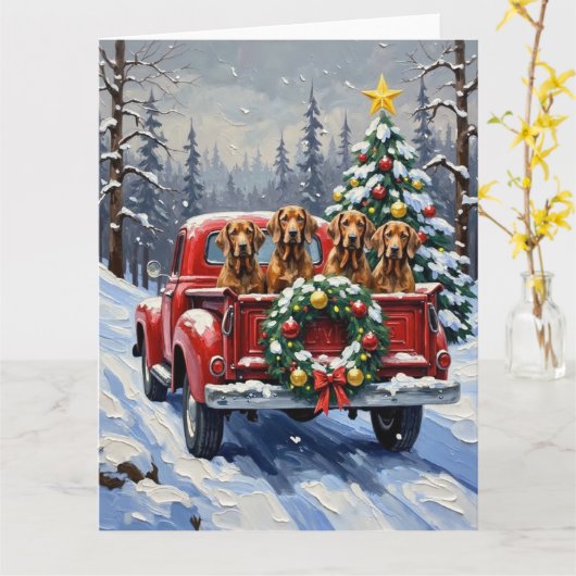Treeing Walker Coonhound Weihnachten Roter LKW Karte (Gelbe Blume)