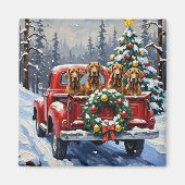 Treeing Walker Coonhound Weihnachten Roter LKW Magnet (Vorne)