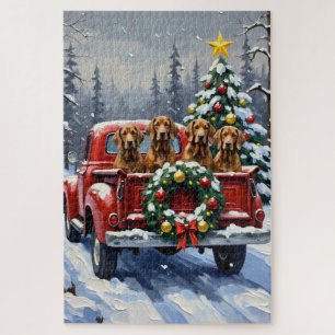 Treeing Walker Coonhound Weihnachten Rotes Lastwag Puzzle