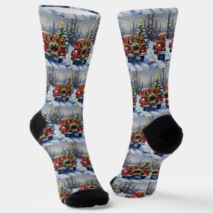Treeing Walker Coonhound Weihnachten Rotes Lastwag Socken