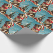 Treeing Walker Coonhound Weihnachts Vintager Stran Geschenkpapier (Ecke)
