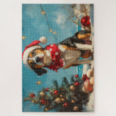 Treeing Walker Coonhound Weihnachts Vintager Stran Puzzle (Vertikal)