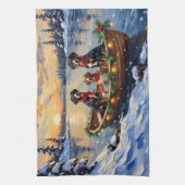 Treeing Walker Coonhound Weihnachtsboot Urlaub Geschirrtuch (Vertikal)