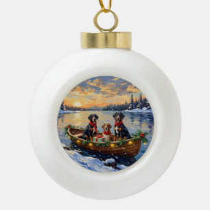 Treeing Walker Coonhound Weihnachtsboot Urlaub Keramik Kugel-Ornament