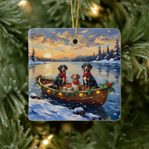 Treeing Walker Coonhound Weihnachtsboot Urlaub Keramikornament