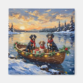Treeing Walker Coonhound Weihnachtsboot Urlaub Magnet (Vorne)