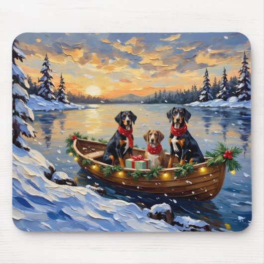 Treeing Walker Coonhound Weihnachtsboot Urlaub Mousepad (Vorne)