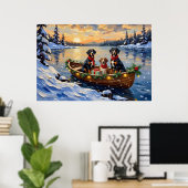 Treeing Walker Coonhound Weihnachtsboot Urlaub Poster (Heimbüro)
