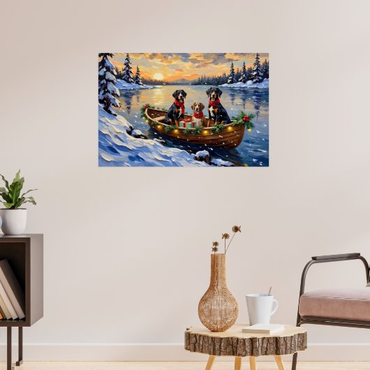 Treeing Walker Coonhound Weihnachtsboot Urlaub Poster (Wohnzimmer 3)