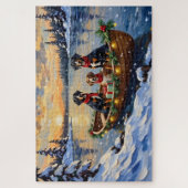 Treeing Walker Coonhound Weihnachtsboot Urlaub Puzzle (Vertikal)