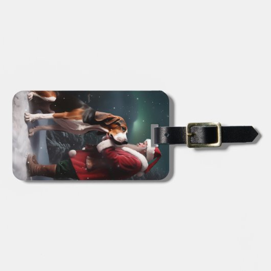 Treeing Walker Coonhound Weihnachtsmann Gepäckanhänger (Vorderseite horizontal)