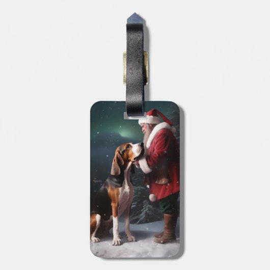 Treeing Walker Coonhound Weihnachtsmann Gepäckanhänger (Rückseite vertikal)