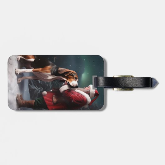 Treeing Walker Coonhound Weihnachtsmann Gepäckanhänger (Rückseite horizontal)