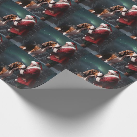 Treeing Walker Coonhound Weihnachtsmann Geschenkpapier (Ecke)