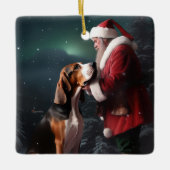 Treeing Walker Coonhound Weihnachtsmann Keramikornament (Vorderseite)