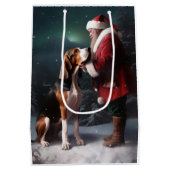 Treeing Walker Coonhound Weihnachtsmann Mittlere Geschenktüte (Rückseite)